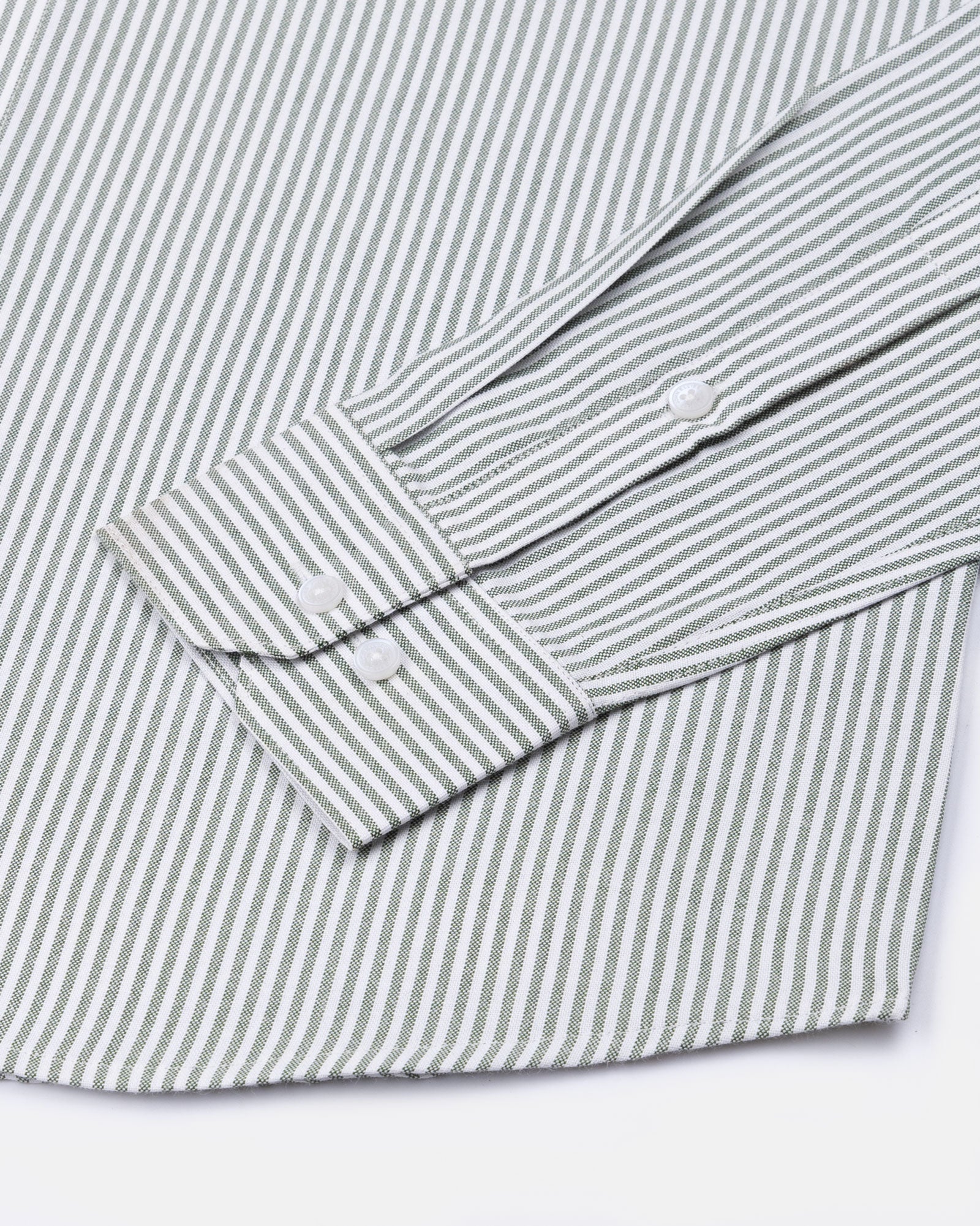 Wexford Green Stripes Oxford Cotton Shirt - John Ellies