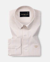 Wexford Cream Stripes Oxford Cotton Shirt