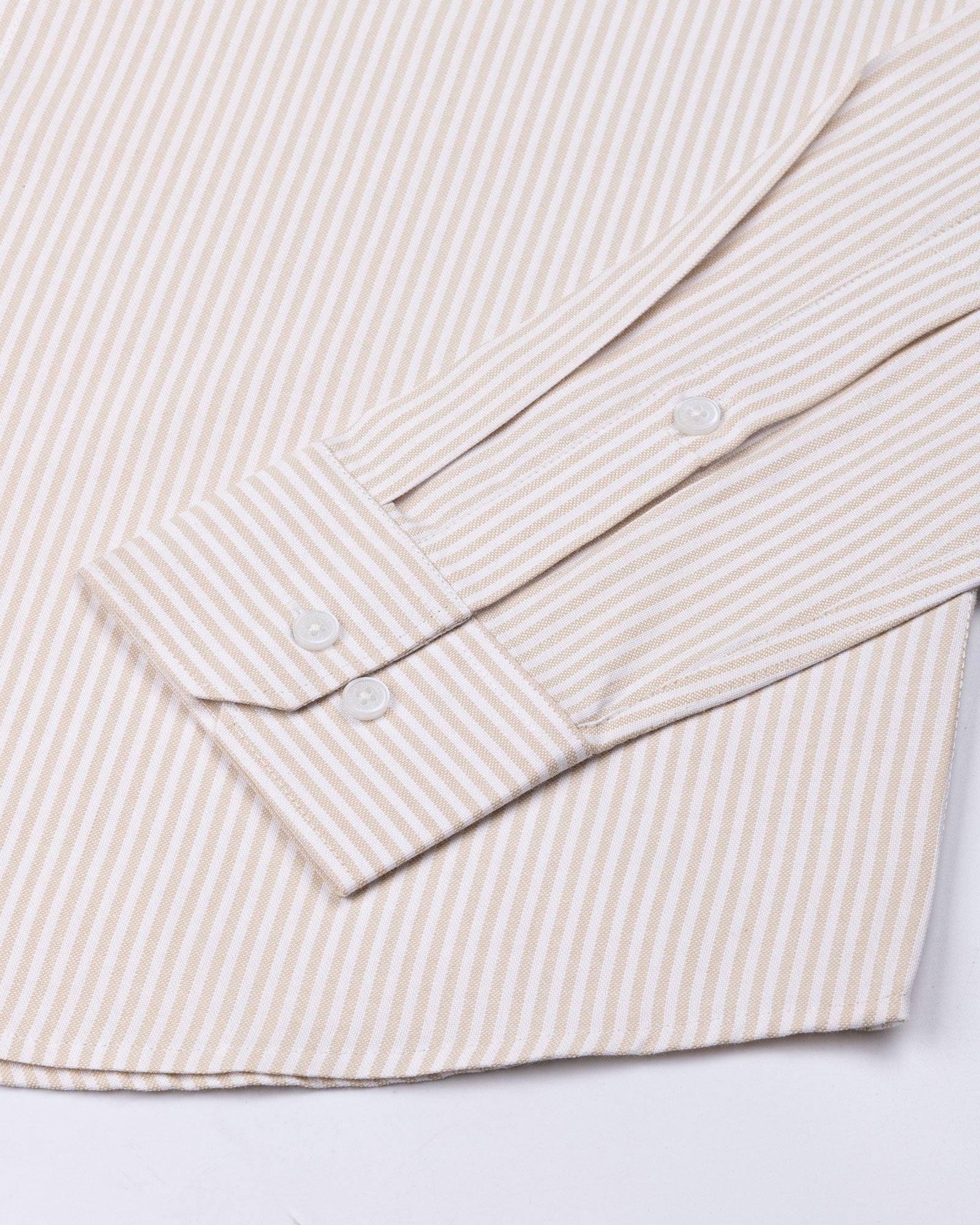 Wexford Cream Stripes Oxford Cotton Shirt - John Ellies