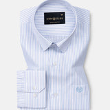 Wexford Sky Blue Stripes Oxford Cotton Shirt - John Ellies