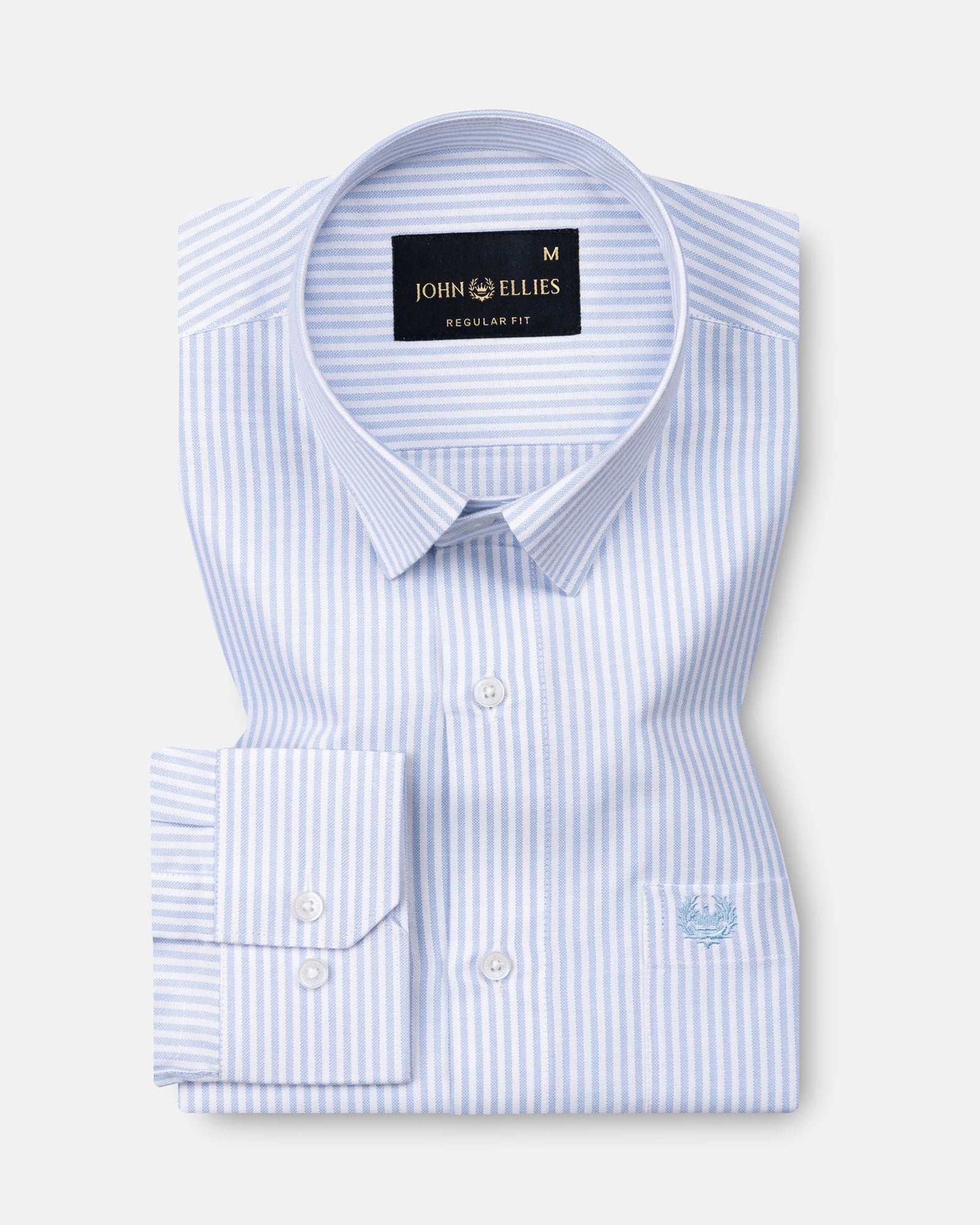 Wexford Sky Blue Stripes Oxford Cotton Shirt - John Ellies