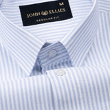 Wexford Sky Blue Stripes Oxford Cotton Shirt - John Ellies