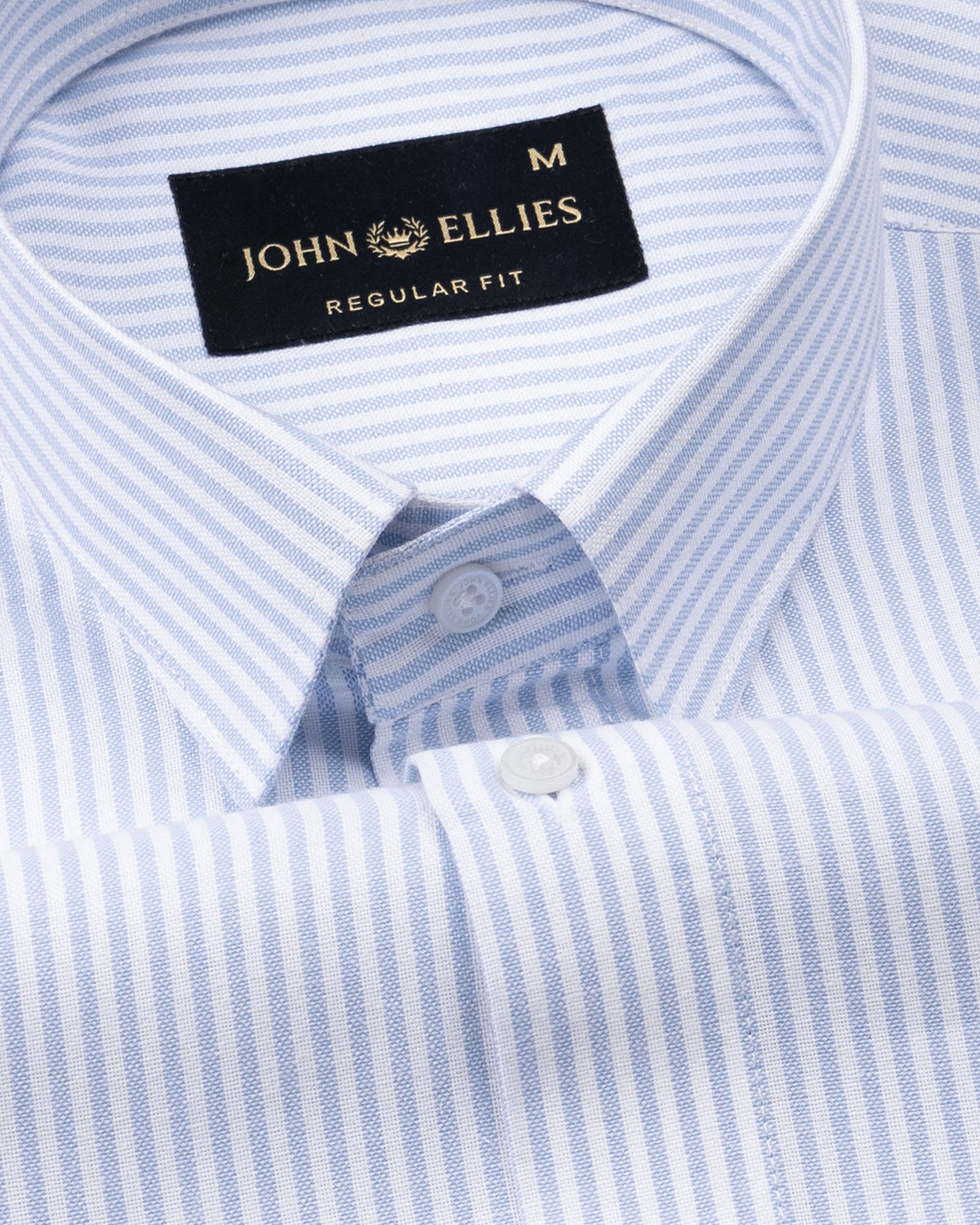 Wexford Sky Blue Stripes Oxford Cotton Shirt - John Ellies