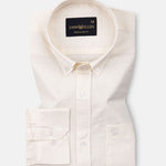 Rance Off White Plain Linen Button Down Shirt - John Ellies