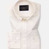 Rance Off White Plain Linen Button Down Shirt - John Ellies
