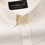 Rance Off White Plain Linen Button Down Shirt - John Ellies