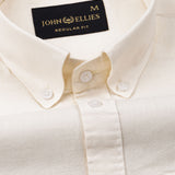 Rance Off White Plain Linen Button Down Shirt - John Ellies