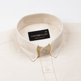 Rance Off White Plain Linen Button Down Shirt - John Ellies