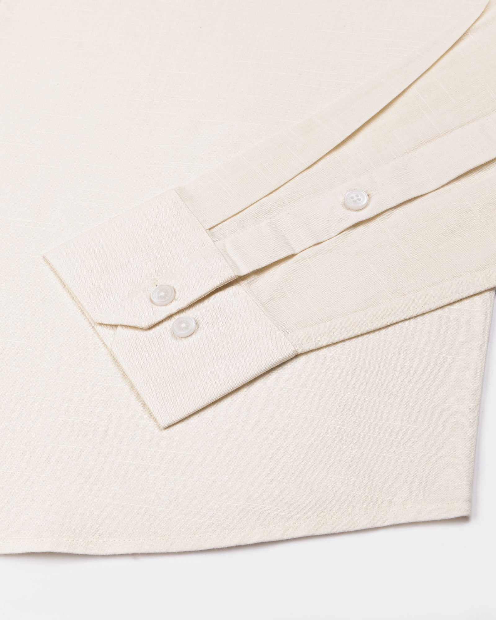Rance Off White Plain Linen Button Down Shirt - John Ellies