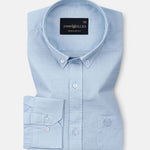 Rance Sky Blue Plain Linen Button Down Shirt - John Ellies