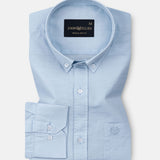 Rance Sky Blue Plain Linen Button Down Shirt - John Ellies