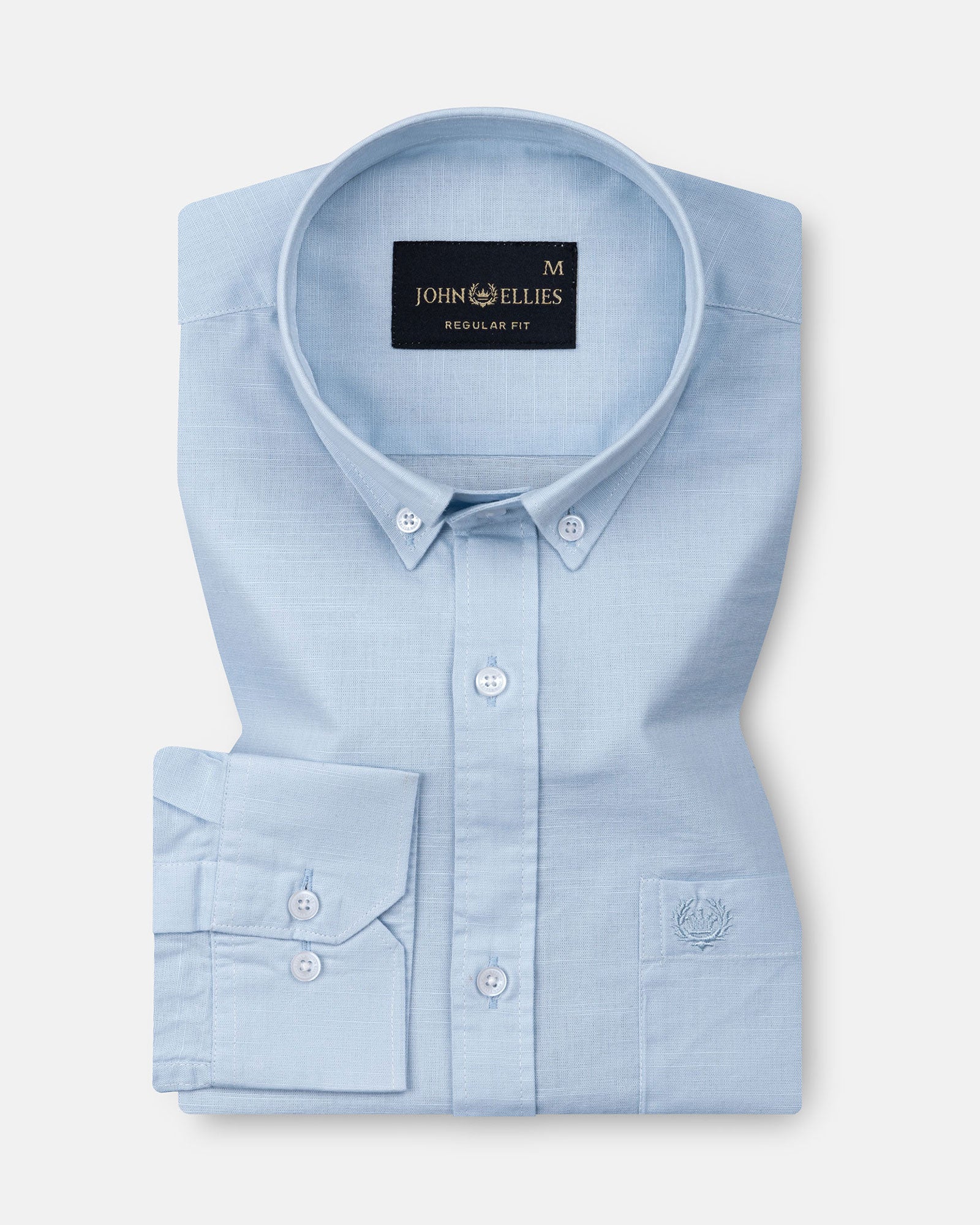 Rance Sky Blue Plain Linen Button Down Shirt - John Ellies