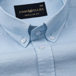 Rance Sky Blue Plain Linen Button Down Shirt - John Ellies
