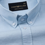 Rance Sky Blue Plain Linen Button Down Shirt - John Ellies