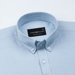 Rance Sky Blue Plain Linen Button Down Shirt - John Ellies