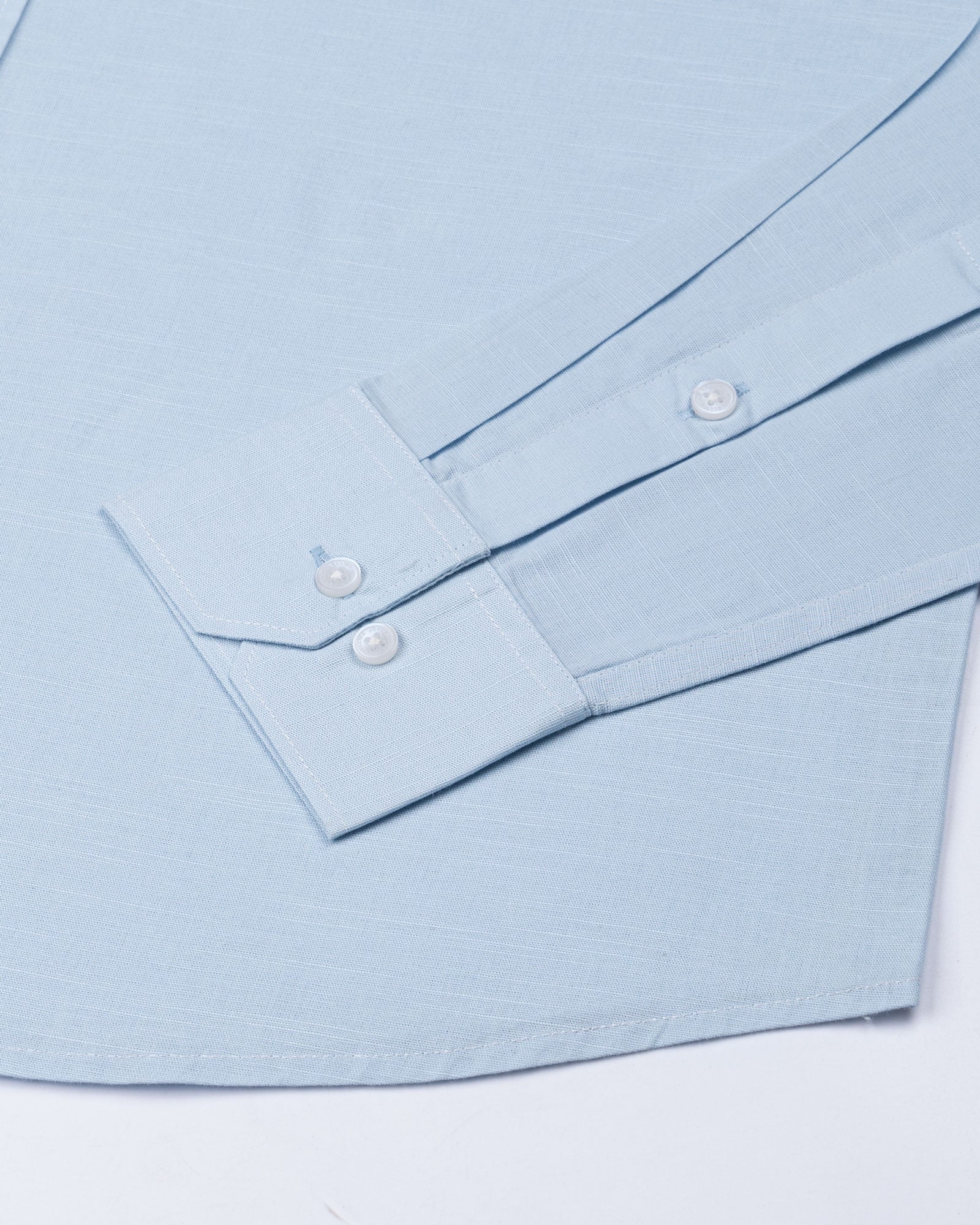 Rance Sky Blue Plain Linen Button Down Shirt - John Ellies