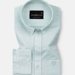 Rance Cyan Plain Linen Button Down Shirt - John Ellies