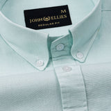 Rance Cyan Plain Linen Button Down Shirt - John Ellies