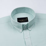 Rance Cyan Plain Linen Button Down Shirt - John Ellies