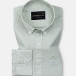 Rance Mist Green Plain Linen Button Down Shirt - John Ellies