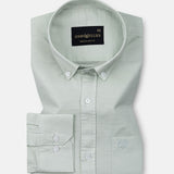 Rance Mist Green Plain Linen Button Down Shirt - John Ellies
