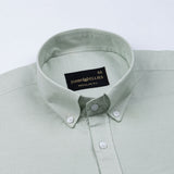 Rance Mist Green Plain Linen Button Down Shirt - John Ellies