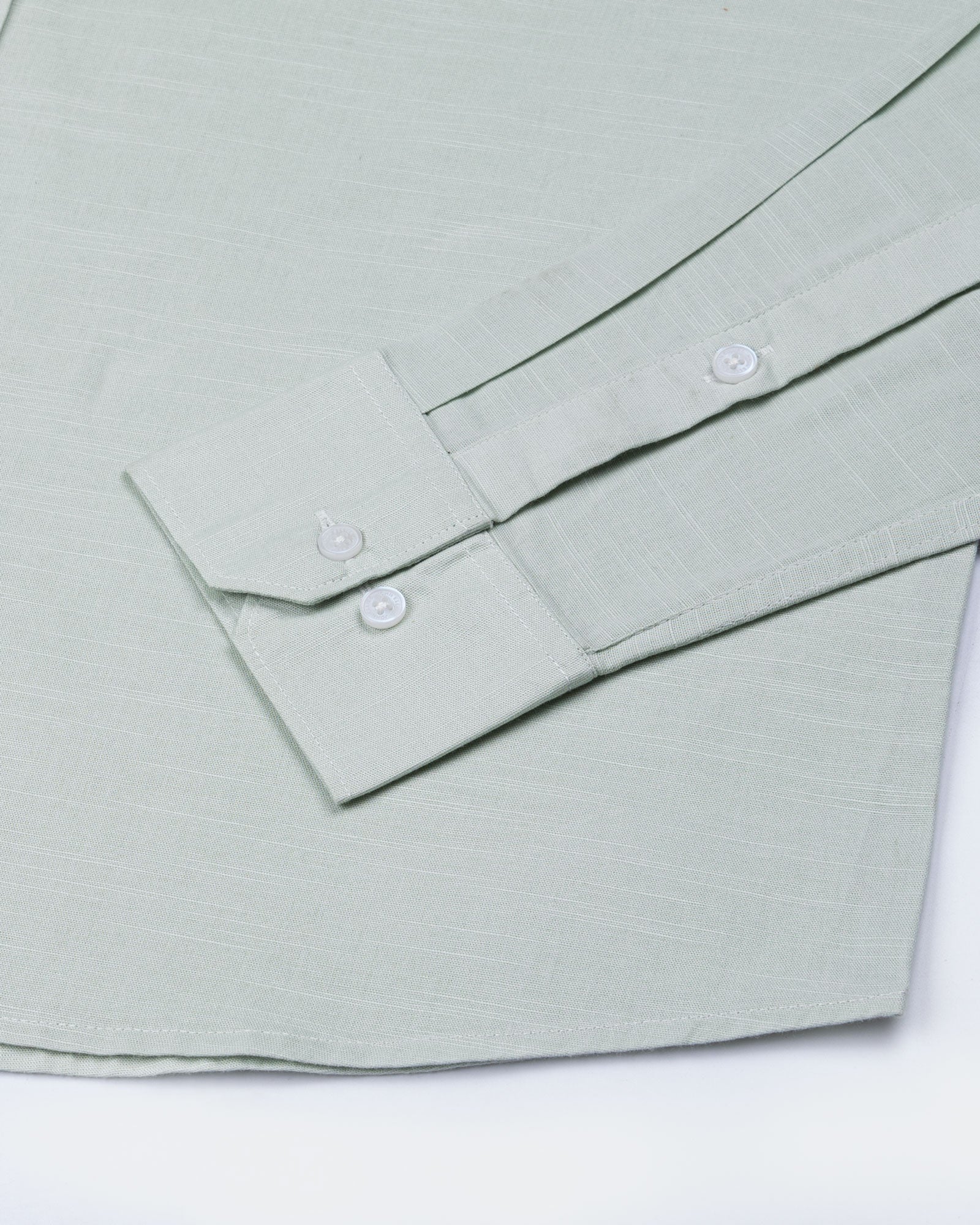 Rance Mist Green Plain Linen Button Down Shirt - John Ellies