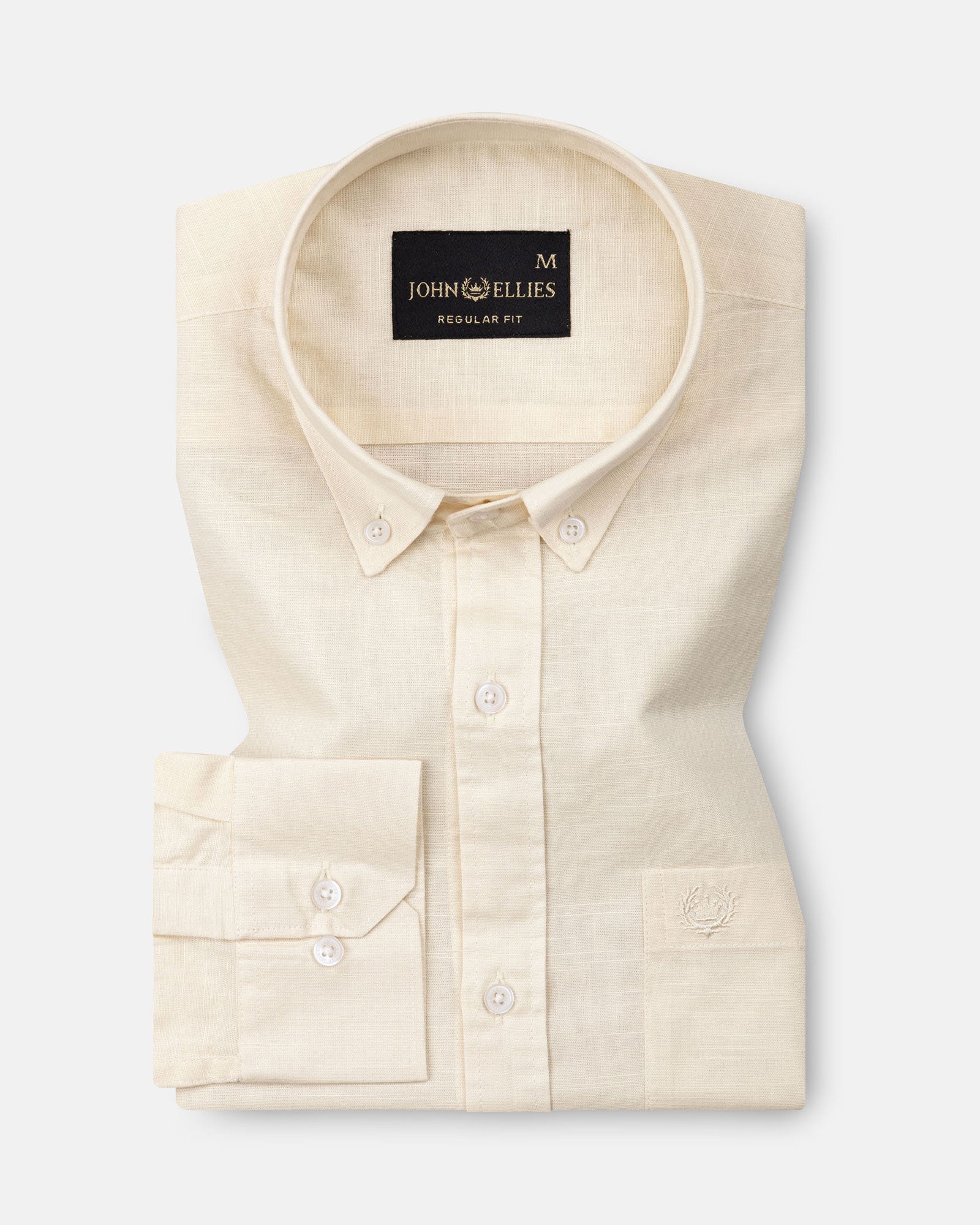 Rance Light Yellow Plain Linen Button Down Shirt - John Ellies
