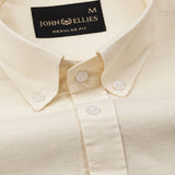 Rance Light Yellow Plain Linen Button Down Shirt - John Ellies