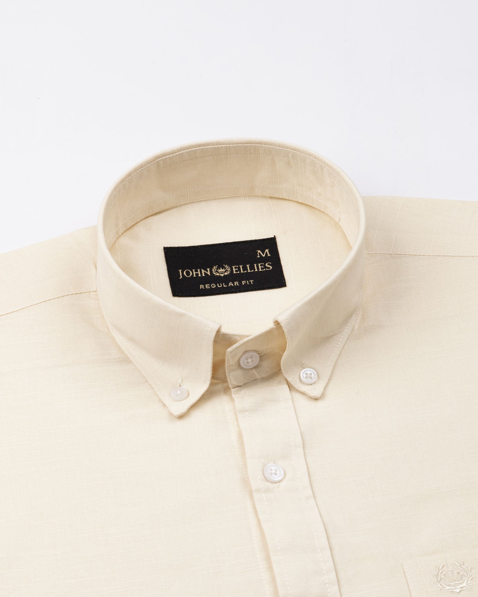Rance Light Yellow Plain Linen Button Down Shirt - John Ellies