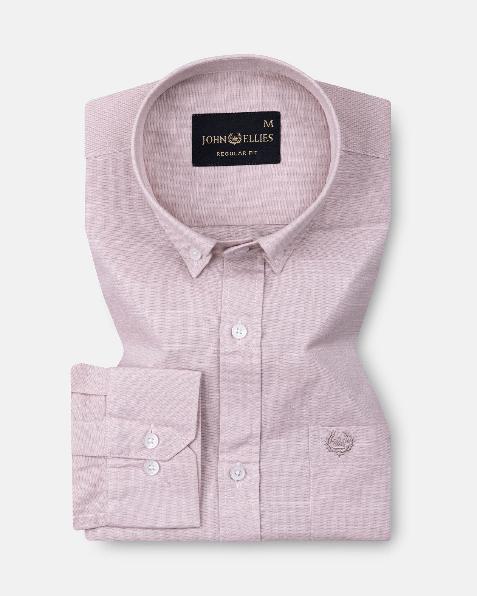 Rance Dusty Pink Plain Linen Button Down Shirt - John Ellies