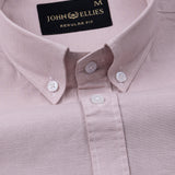 Rance Dusty Pink Plain Linen Button Down Shirt - John Ellies