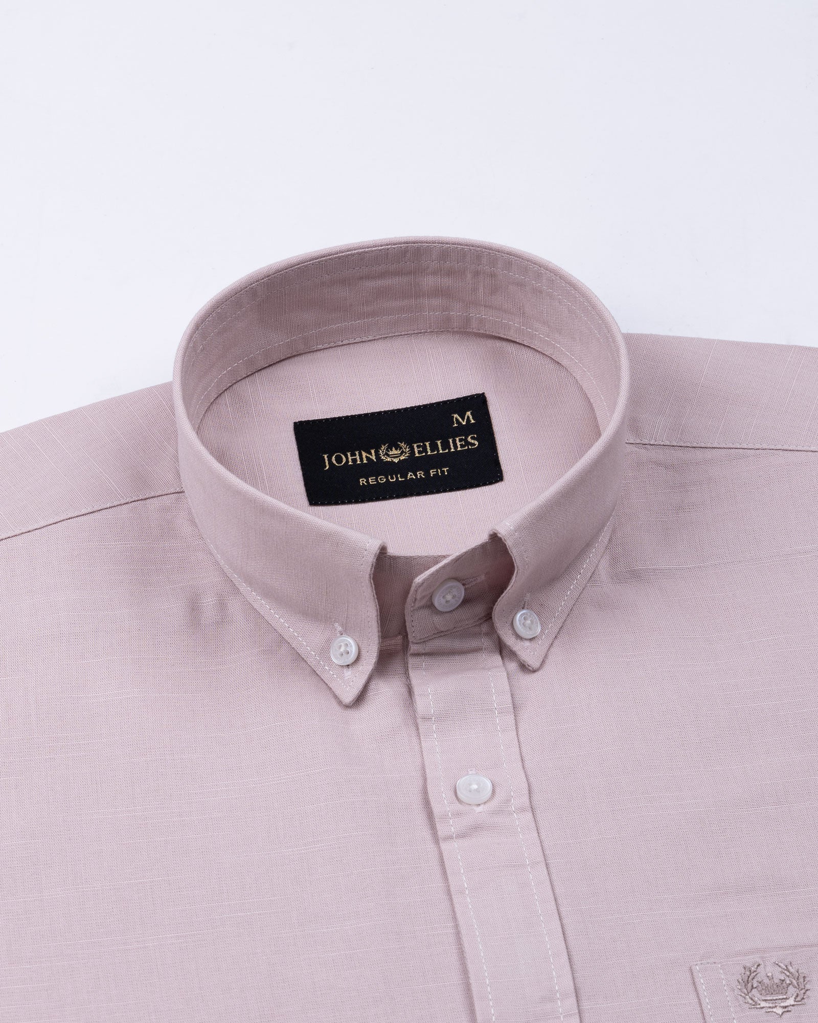 Rance Dusty Pink Plain Linen Button Down Shirt - John Ellies