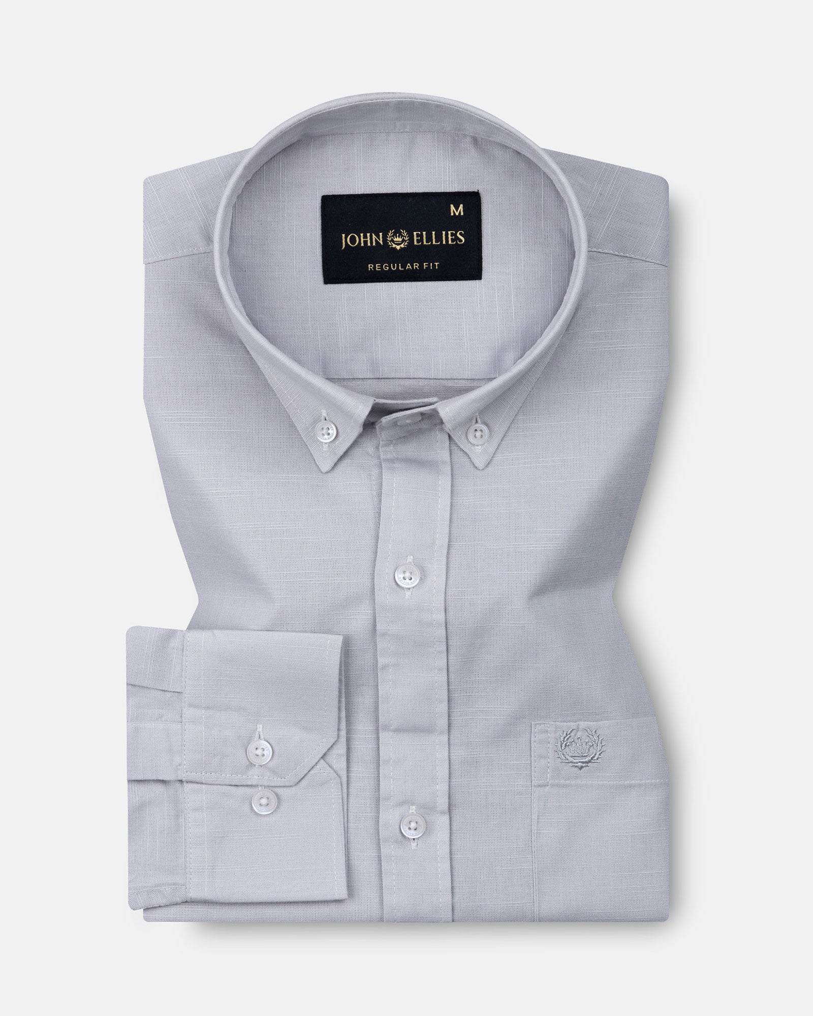 Rance Silver Plain Linen Button Down Shirt - John Ellies