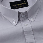 Rance Silver Plain Linen Button Down Shirt - John Ellies