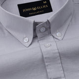 Rance Silver Plain Linen Button Down Shirt - John Ellies
