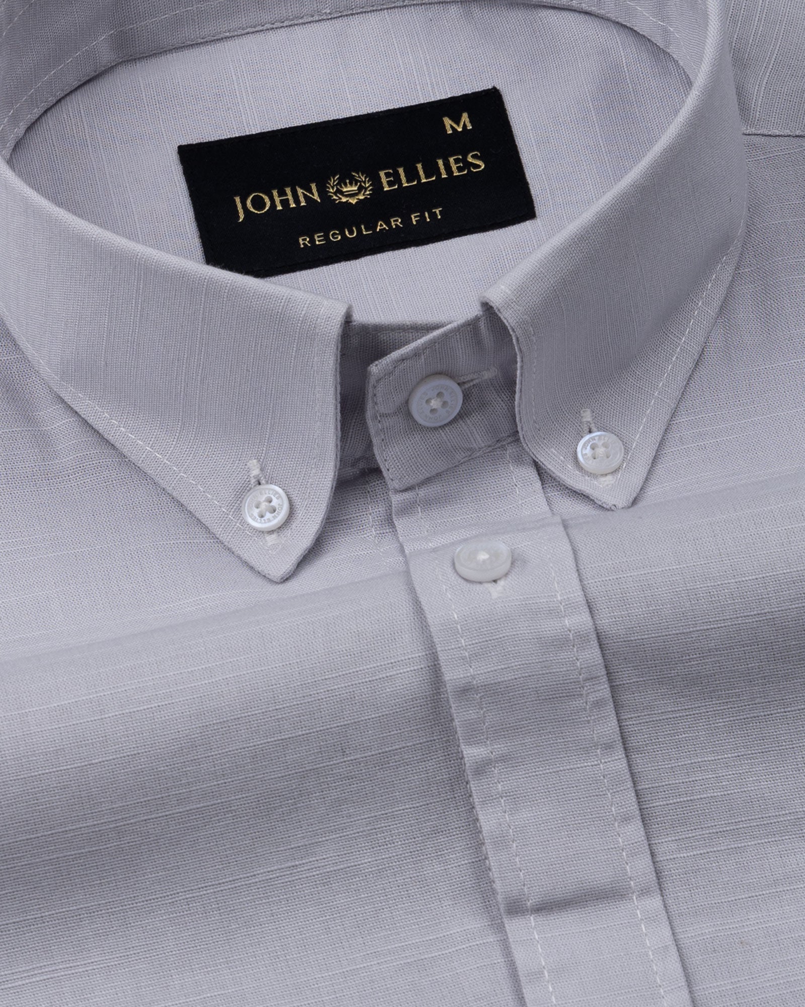 Rance Silver Plain Linen Button Down Shirt - John Ellies