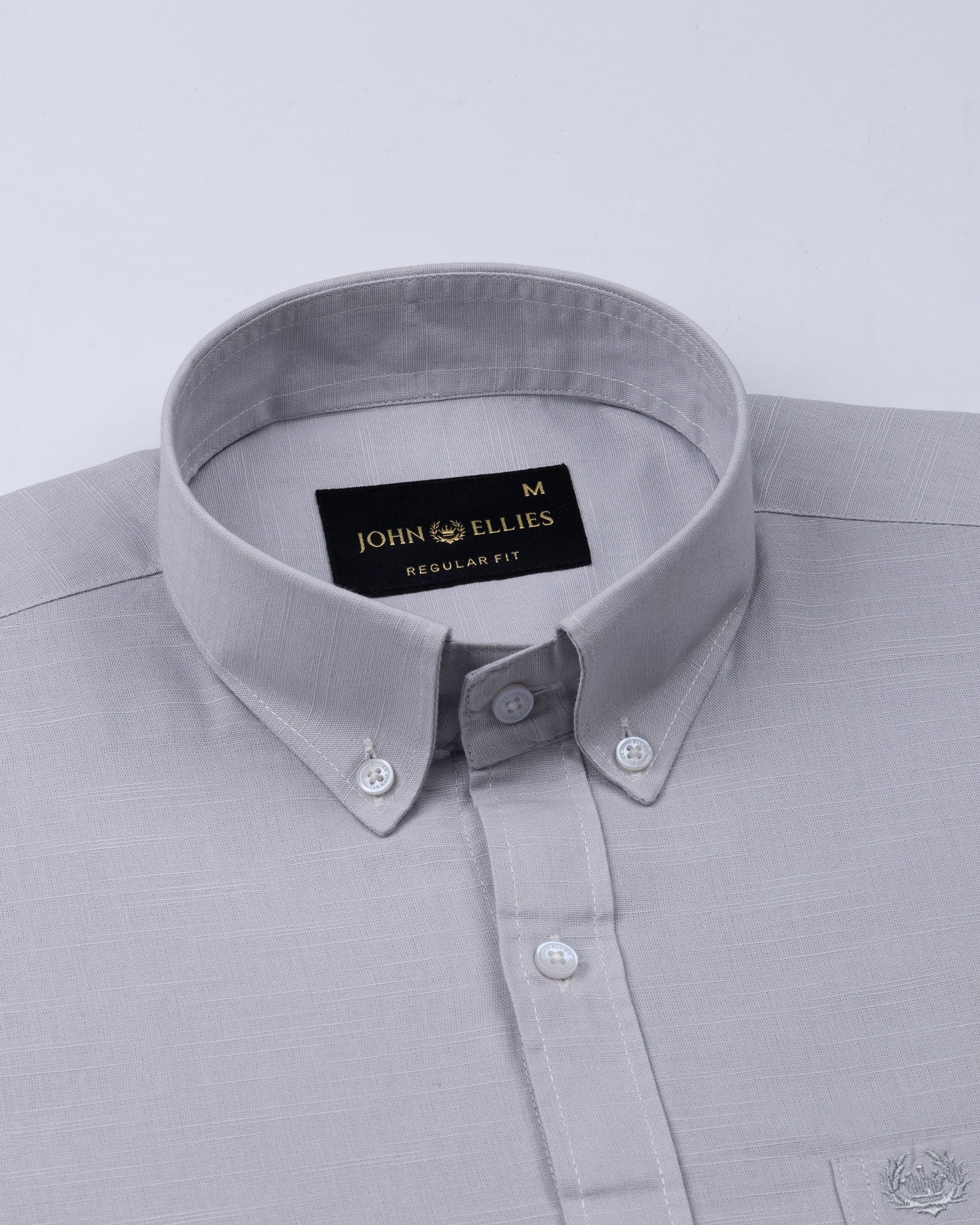 Rance Silver Plain Linen Button Down Shirt - John Ellies