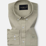 Rance Olive Plain Linen Button Down Shirt - John Ellies
