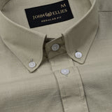 Rance Olive Plain Linen Button Down Shirt - John Ellies