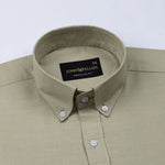 Rance Olive Plain Linen Button Down Shirt - John Ellies