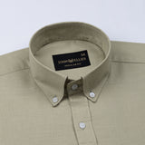Rance Olive Plain Linen Button Down Shirt - John Ellies