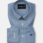 Harmes Ocean Blue Check Oxford Cotton Shirt - John Ellies