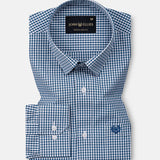 Harmes Ocean Blue Check Oxford Cotton Shirt - John Ellies
