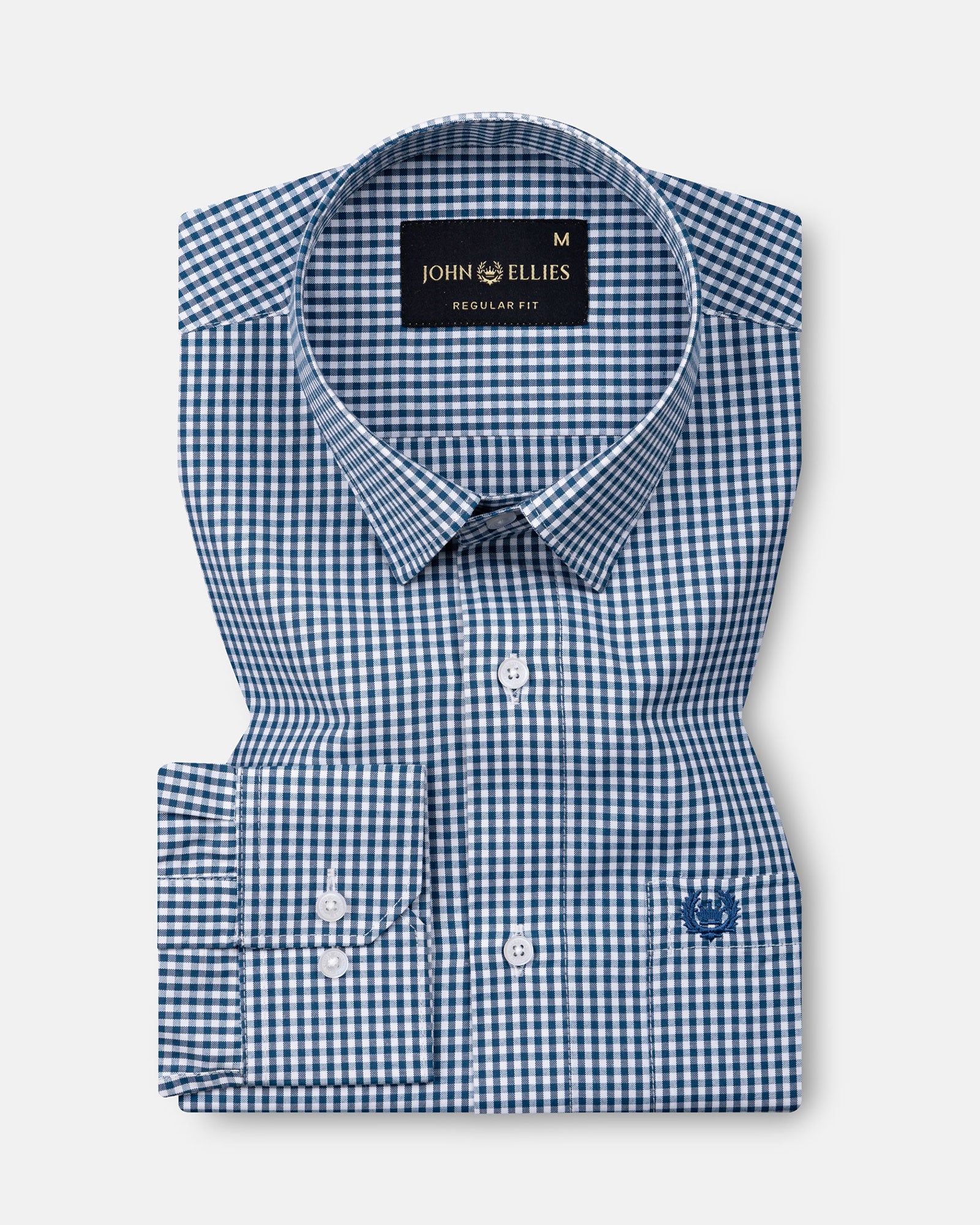 Harmes Ocean Blue Check Oxford Cotton Shirt - John Ellies