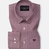 Harmes Maroon Check Oxford Cotton Shirt - John Ellies