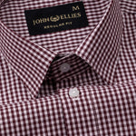 Harmes Maroon Check Oxford Cotton Shirt - John Ellies