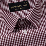 Harmes Maroon Check Oxford Cotton Shirt - John Ellies