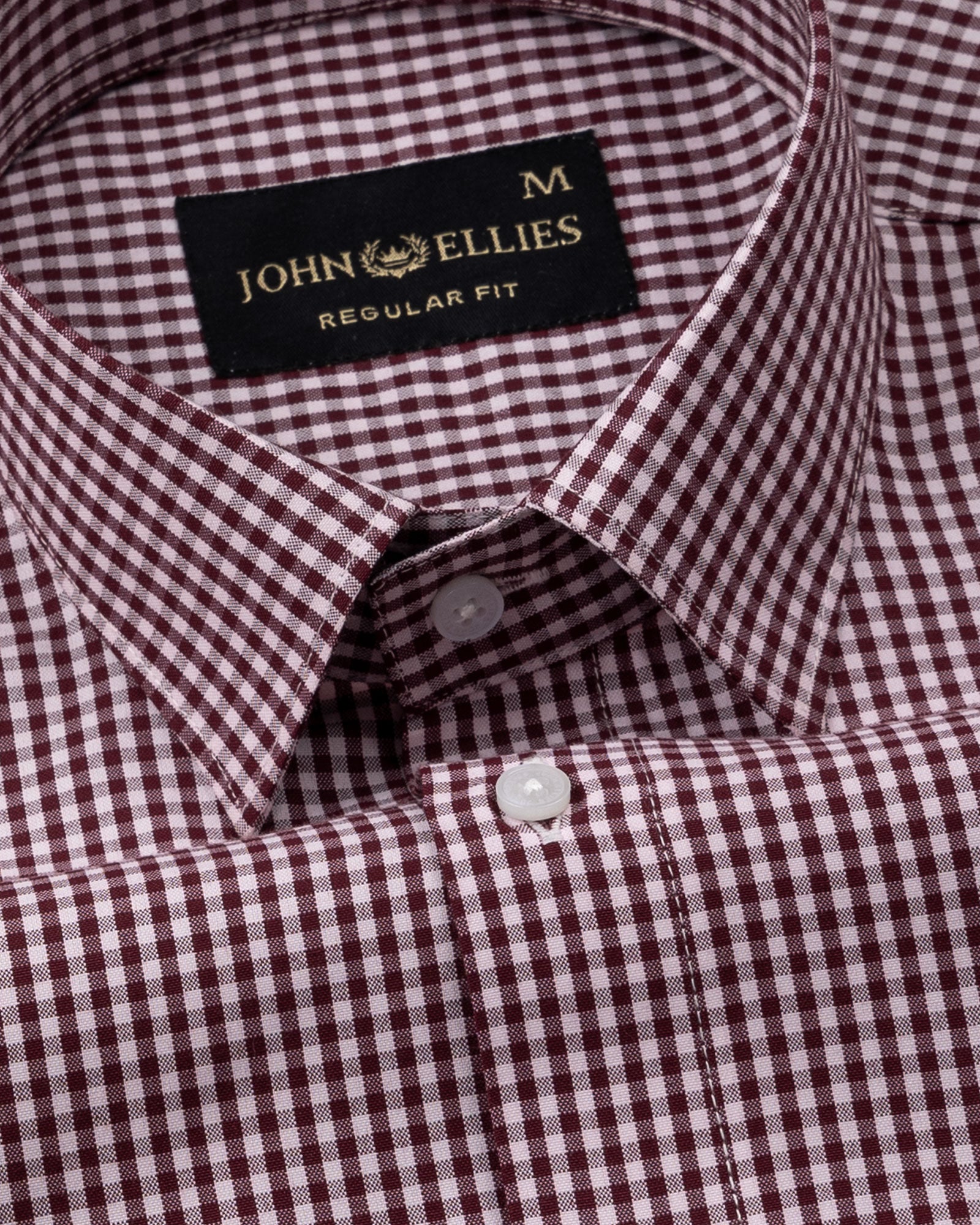 Harmes Maroon Check Oxford Cotton Shirt - John Ellies