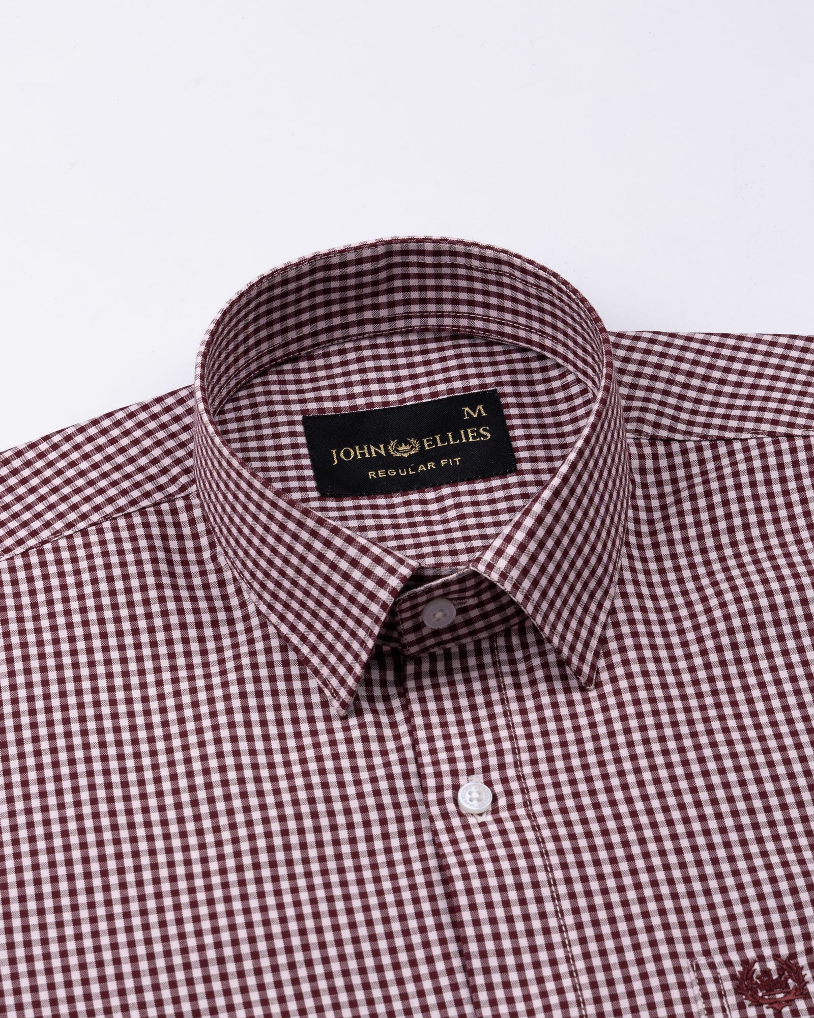 Harmes Maroon Check Oxford Cotton Shirt - John Ellies